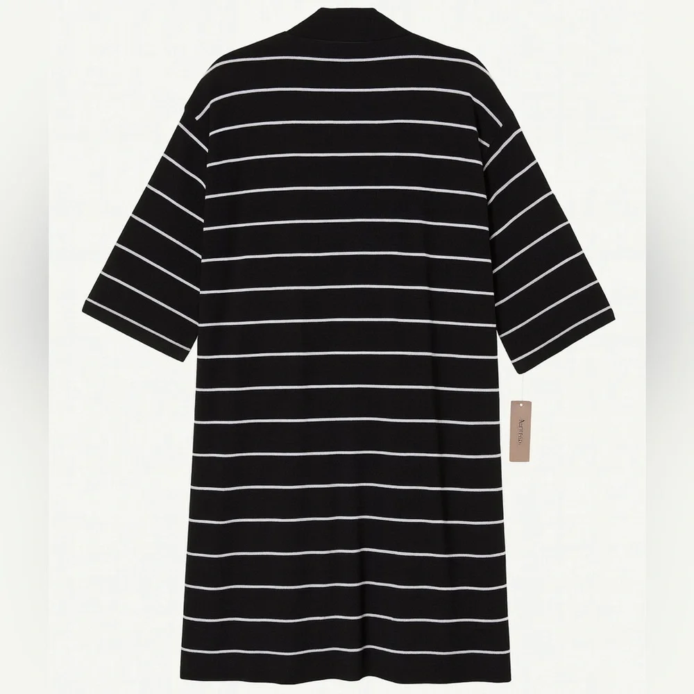 NWT Chico’s Travelers Stripe Cardigan Sweater Jacket Black White Size Small